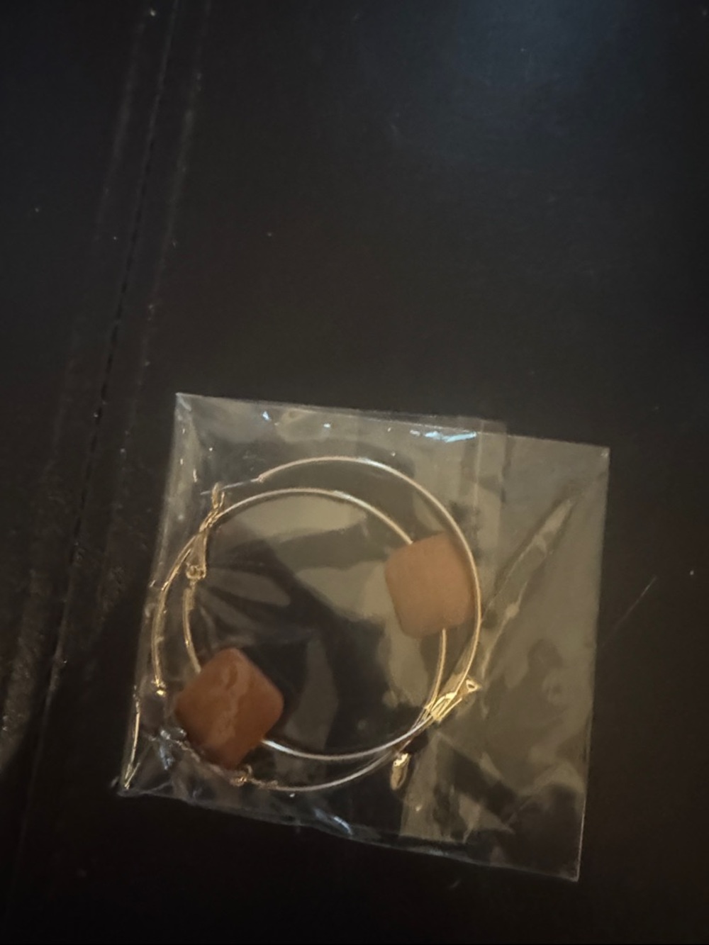 Plunder Gold tone Hoop Earrings with Brown Bead Accents